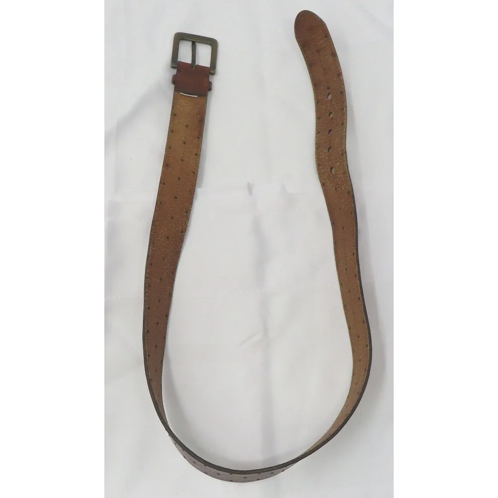 AE Leather Studded Belt Mens Brown Wide Y2K Western Distressed Medium